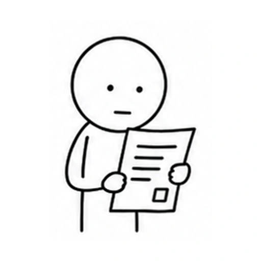 Stick figure reading evidence